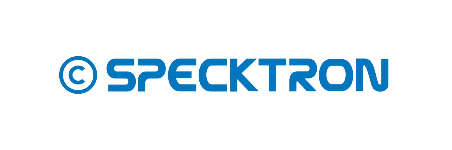 Blue text logo spelling 'SPECKTRON' with a copyright symbol on the left.